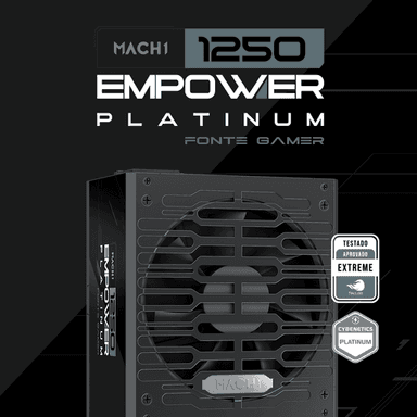 Fonte Gamer MACH1 Empower 1250W Platinum, 1250W, Modular, PFC Ativo, Com Cabo, Preto