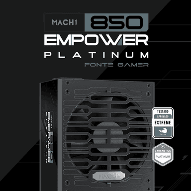 Fonte Gamer MACH1 Empower 850W Platinum, 850W, Modular, PFC Ativo, Com Cabo, Preto