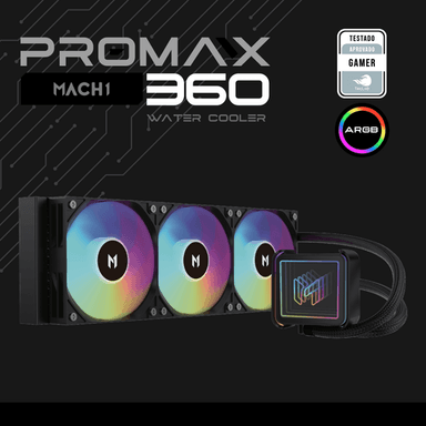 Water Cooler MACH1 PROMAX, ARGB, 360mm, AMD e Intel, Preto