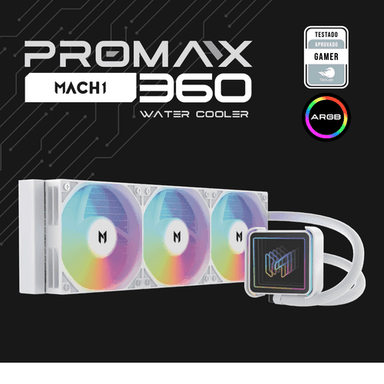 Water Cooler MACH1 PROMAX, ARGB, 360mm, AMD e Intel, Branco